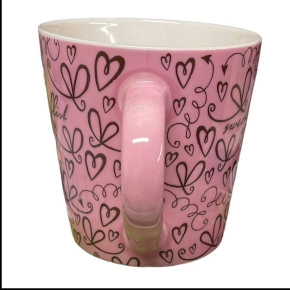 STARBUCKS 2006 Coffee Mug "FLIRT," "SWEET" & Pink Hearts Decorate Cup 17 oz EUC - Picture 3 of 14